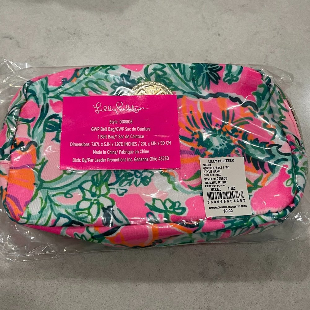 NEW Lilly Pulitzer Runaround Printed Belt Bag Fanny Pack Cross Body Purse Pink